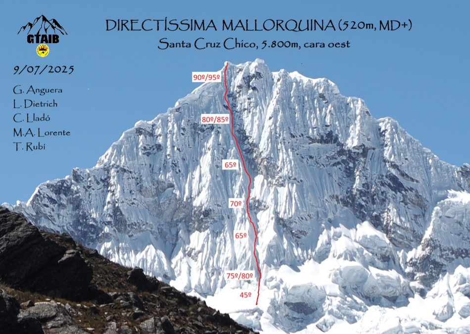 Cordillera Blanca, Grup de Tecnificació d’Alpinisme de les Illes Balears, Perú, Santa Cruz Chico, Tomeu Rubí, Cati Lladó,  G. Anguera, L. Dietrich, M. A Lorente