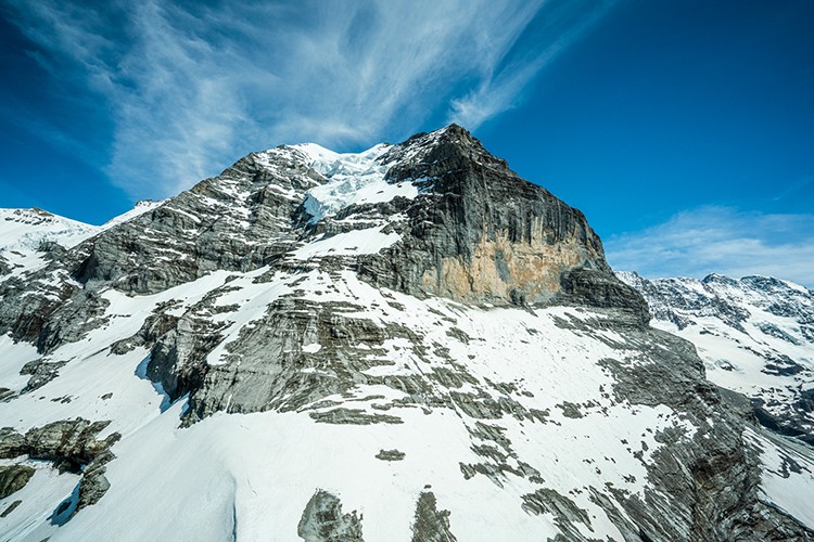 A la derecha, la pared de Rotbrätt, Jungfrau. Foto: Frank Kretschman