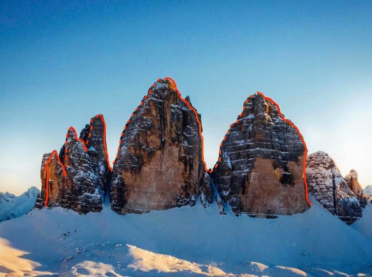 Simon Gietl, 1ª travesía invernal en solitario a las 3 cimas de Lavaredo. Foto: FB Simon Gielt