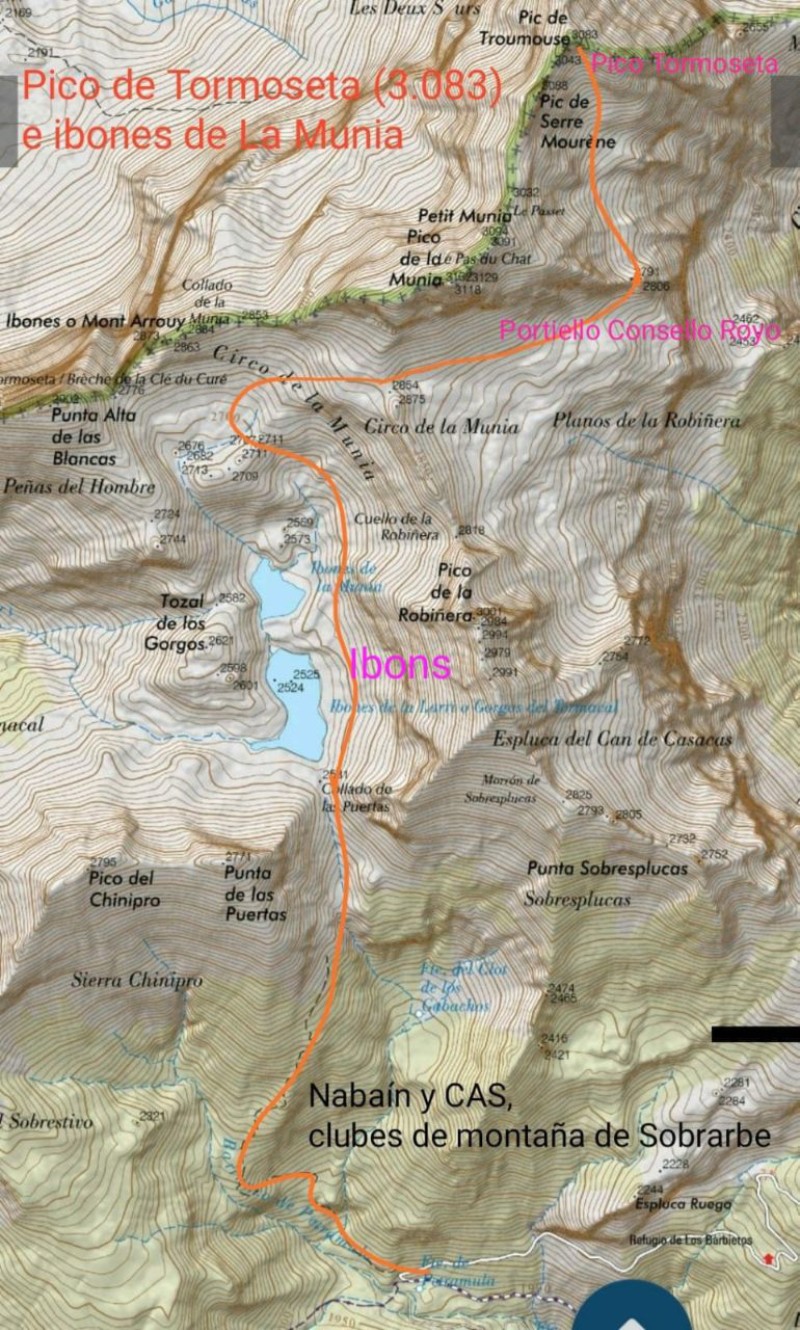 Ruta a Tromouse/Tormoseta a través de Portiello d'o Consello Royo