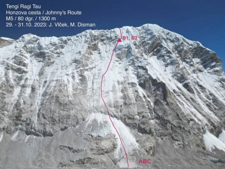 Johnny's Route, apertura Tengi Ragi Tau, Marek Disman y Jakub Vlcek. Foto: The Himalayan Times