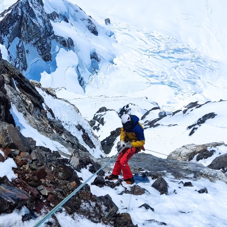 Oriol Baró, Martín Elías, Nicolas Tapia, Cerro San Valentín. Foto: FB Martín Elías