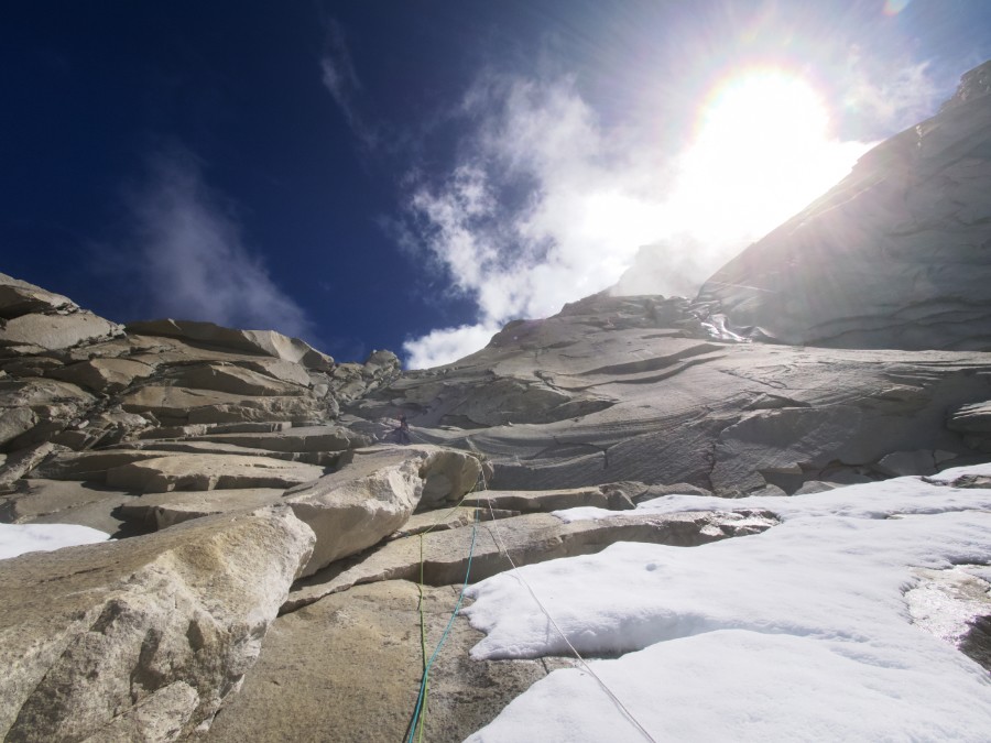 Mikel, 1º largo de Stairway to Heaven. Foto: Expedicion Bhagirathi III
