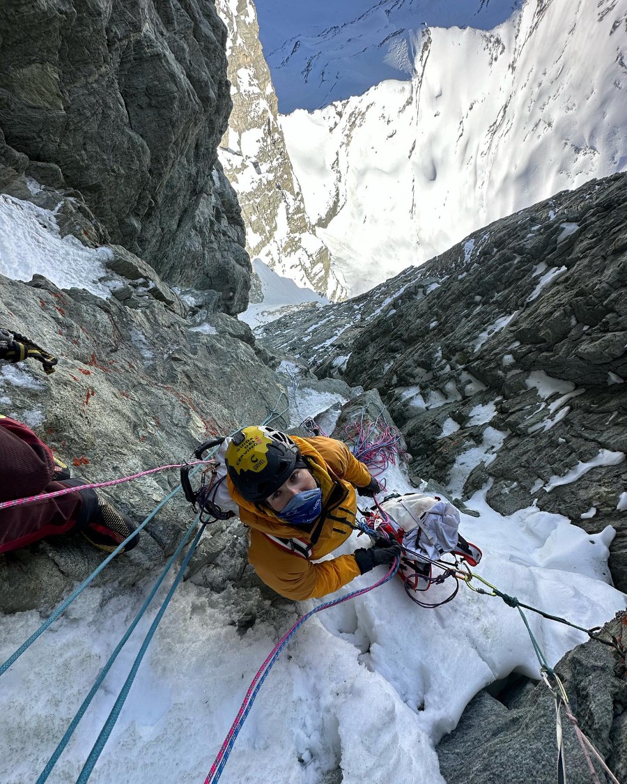 Cazzanelli, Farina, Perruquet y Stradelli, apertura en el Matterhorn. Foto: Col. Cazzanelli
