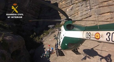 343 personas rescatadas por el Servicio de la Guardia Civil entre junio y julio en todo el país; el 55 por ciento, en el Pirineo aragonés y Guara