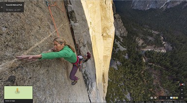 Primera colección vertical de Google Street View, escalando en El Capitan, con Lynn Hill, Alex Honnold, Tommy Caldwell
