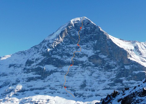 1ª escalada invernal en alpino de la Directísima Harlin al Eiger