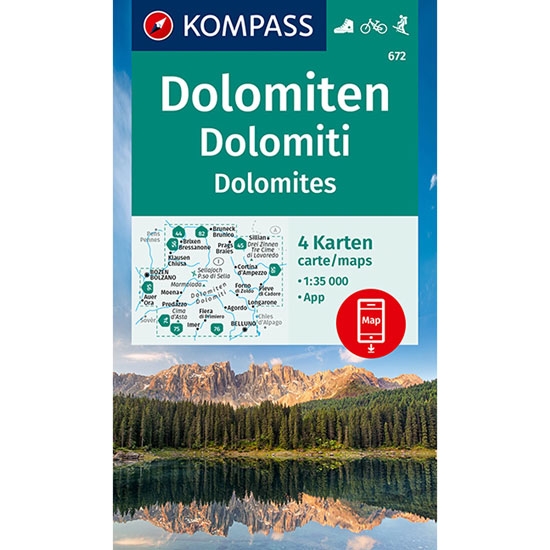  ed. kompass MAPAS DOLOMITAS (672) 4x 1:35.000