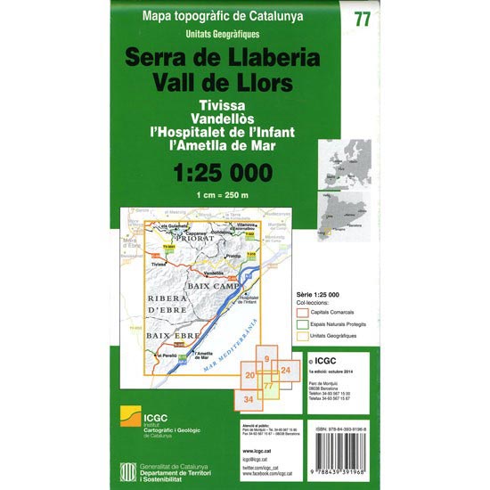 ed. icc (catalunya) Mapa Serra Llaberia 1:25000