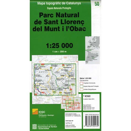  ed. icc (catalunya) Mapa Parque Natural Sant Llorenç de Munt 1:25000