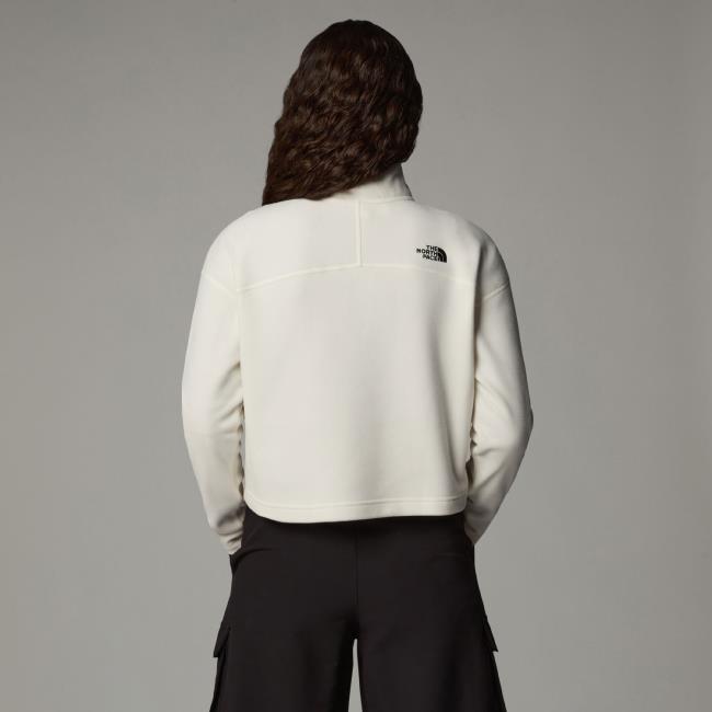  the north face W 100 GLACIER CROPPED 1/4 ZIP White Dune