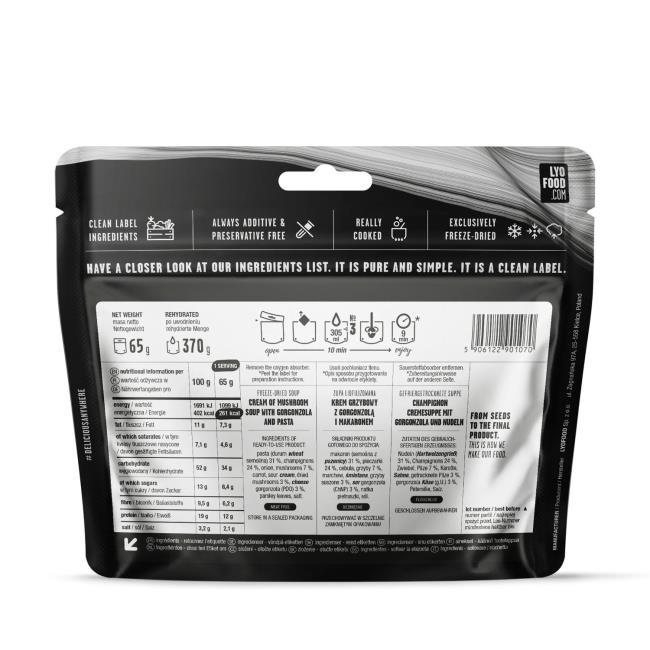 Comida liofilizada lyofood Creamy Mushroom Soup 65g