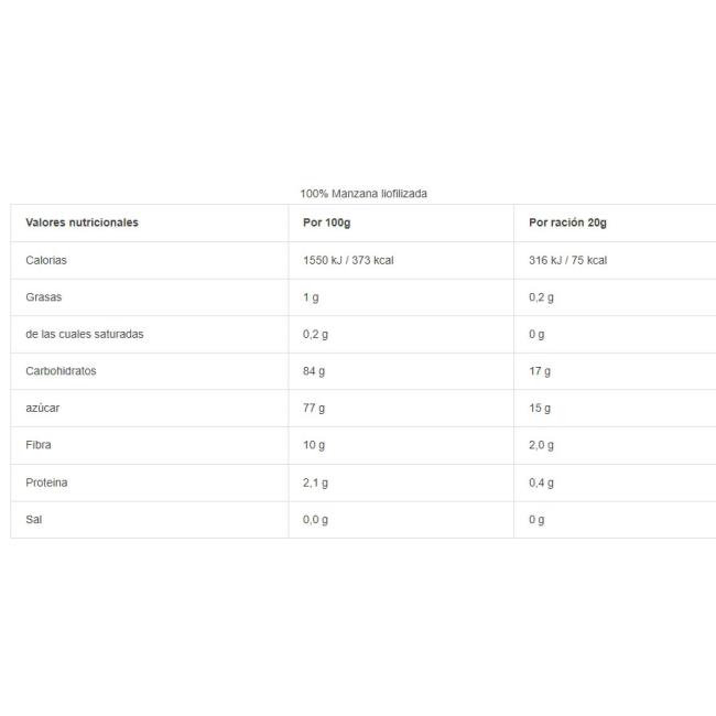 Comida liofilizada lyofood Manzana 20g