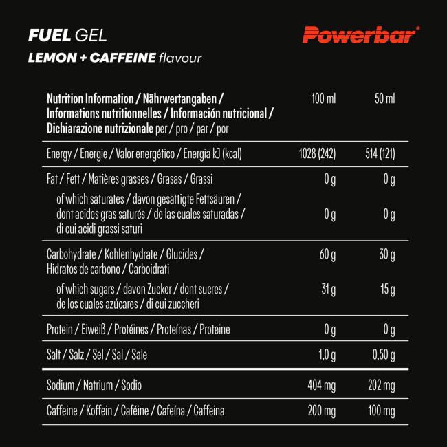  powerbar Fuel Gel 30 Lemon + Cafeína 1 und