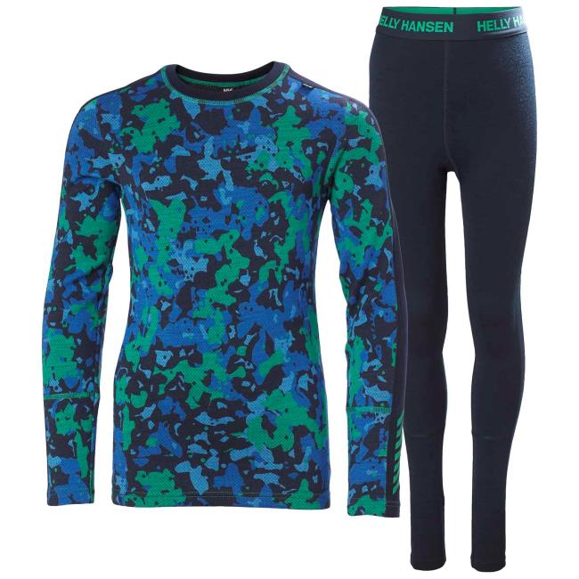 Póló helly hansen JR GRAPHIC LIFA MERINO SET Green