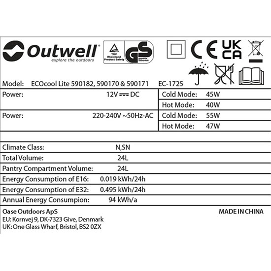 outwell  Ecocool Lite Blue 24 12V/230V