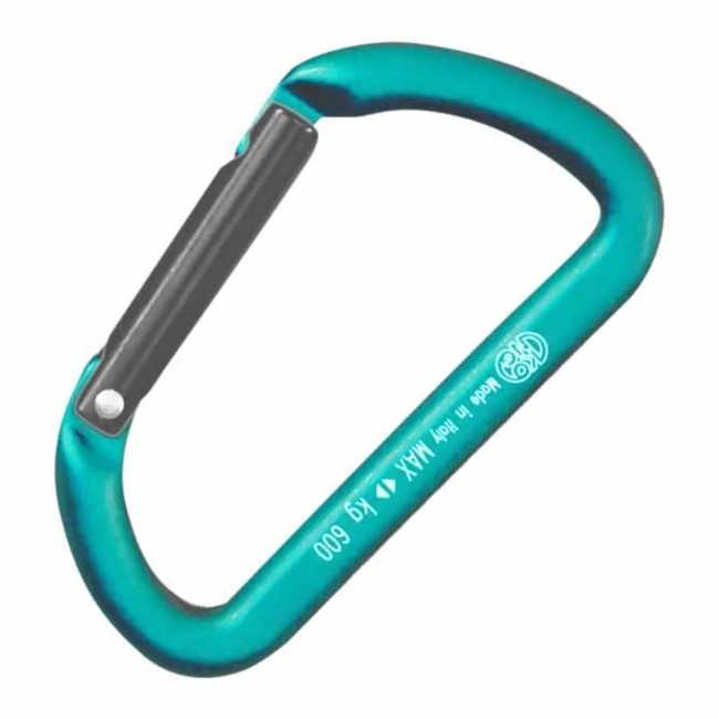 Mousqueton kong MINI "D"-mini-alum 80mm-anod cyan/gris