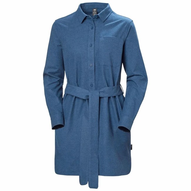 Vestido Helly Hansen W Flannel Shirt Dress Ocean