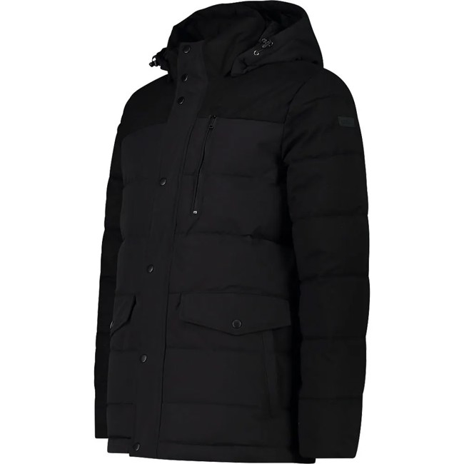 Bunda Cmp Long Jacket Snaps Hood Nero Mel.