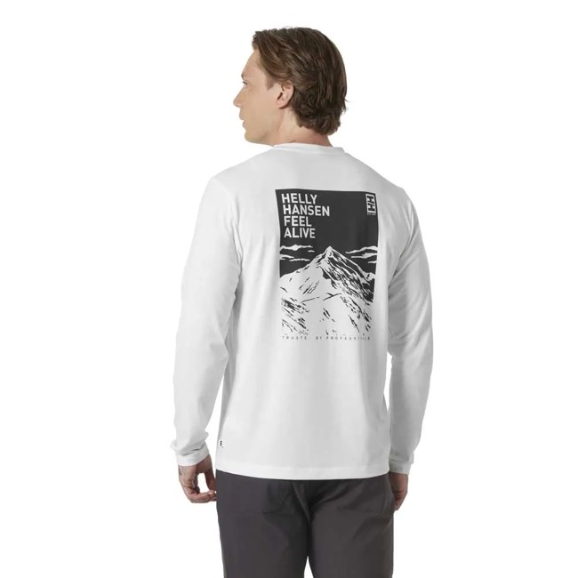 Marškinėliai Helly Hansen Skog Graphic Ls Tee White