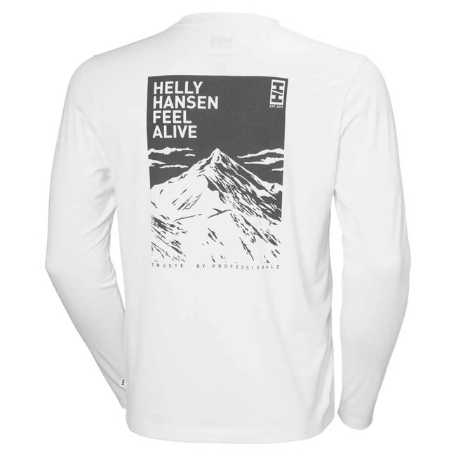 Marškinėliai Helly Hansen Skog Graphic Ls Tee White