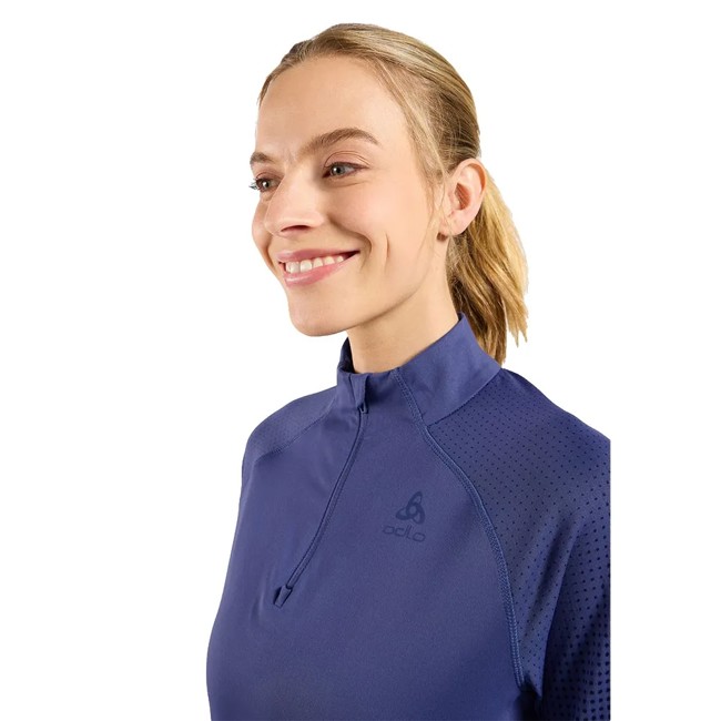 Odlo Sweatshirt Mid Layer 1/2 Zip Zw Warm Skipper Blue