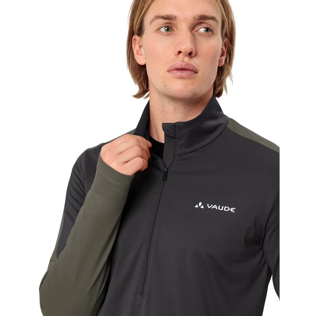 T-paita Vaude Livigno Halfzip Ii Black/khaki