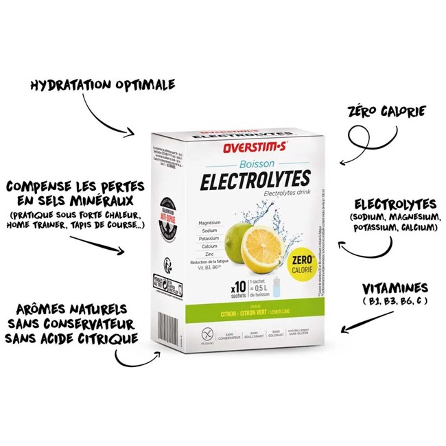 Bebida Isotónica Overstims Electrolitos Limon Limon Verde 10 Sticks