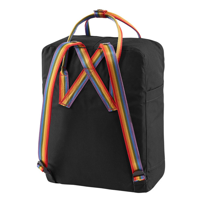 Nahrbtnik fjällräven Kanken Rainbow Black-Rainbow Pattern