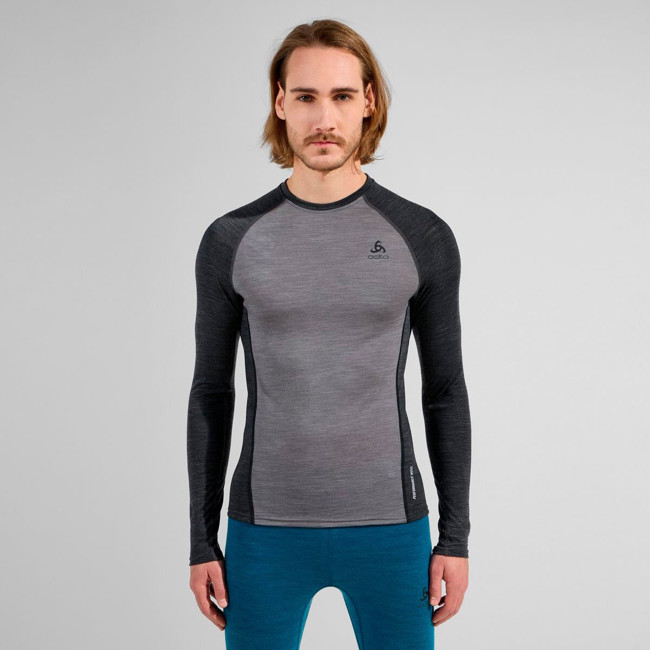 T-paita Odlo Bl Top Crew Ls Natural Perf Grey Melange