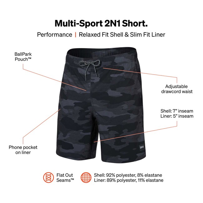 Broek Saxx 2n1 Short Tranquil Camo- Bla