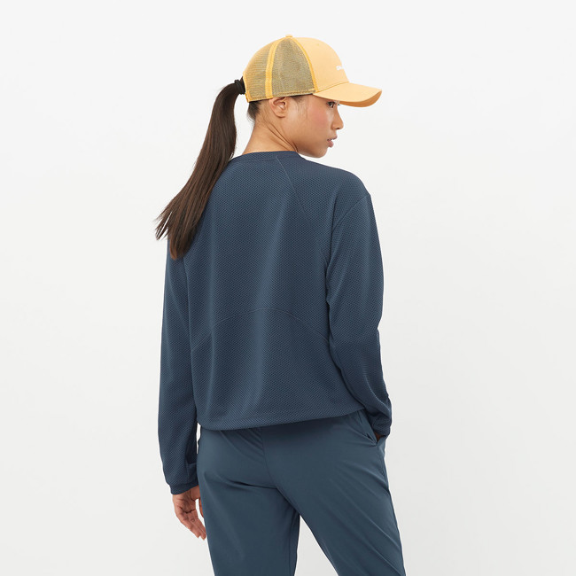 Fleece Salomon Motomesh Crewneck W Blue Nights