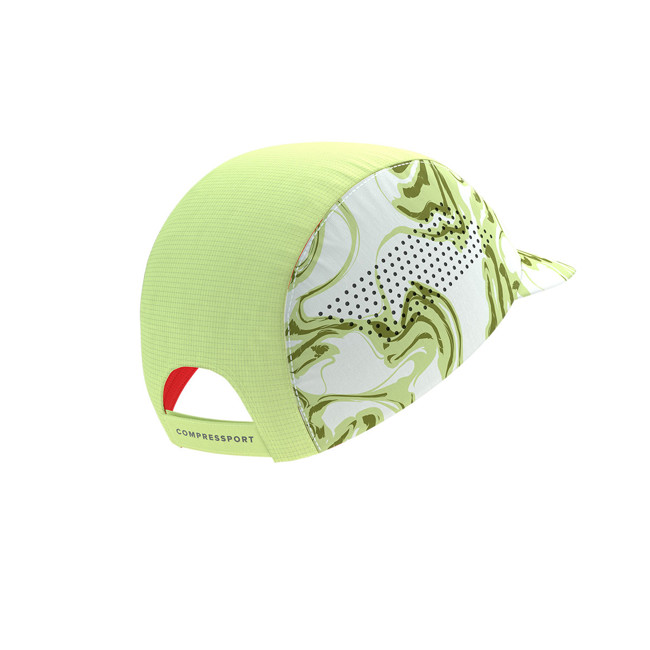 Mütze Compressport Racing Cap Green Camo/fluo Red