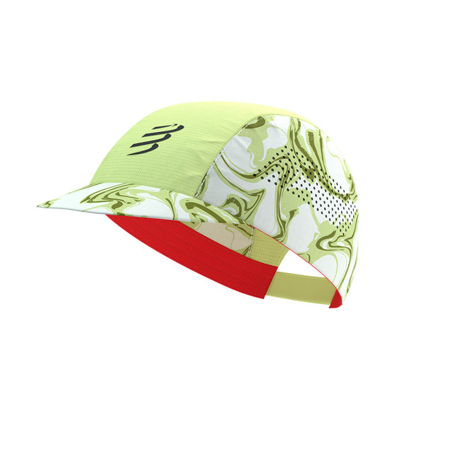 Mütze Compressport Racing Cap Green Camo/fluo Red