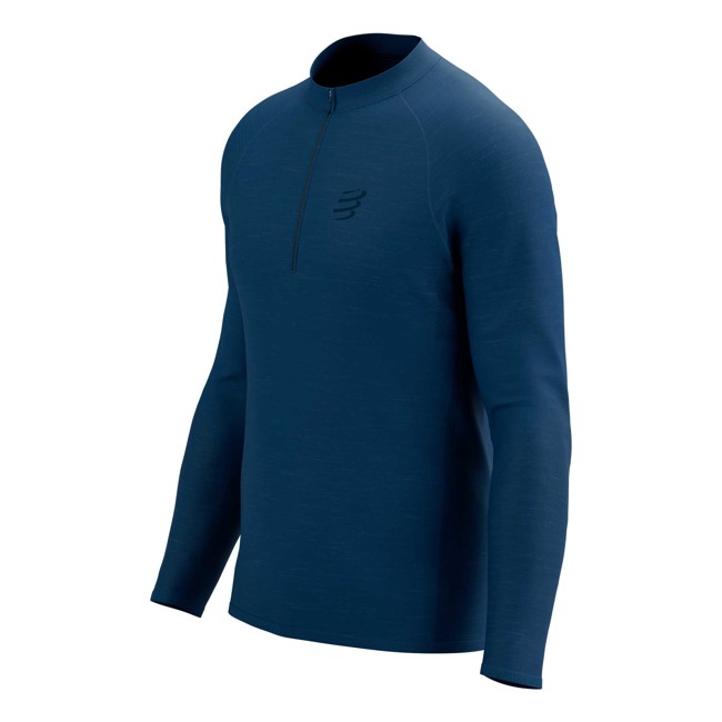 Koszulka compressport TRAIL HZ LS TSHIRT M Poseidon