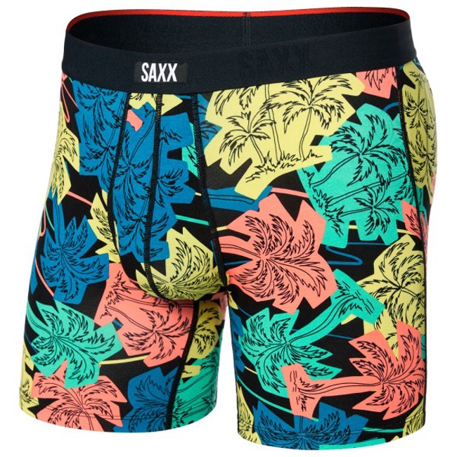 Boksininkų šortai saxx VIBE XTRA BOXER BRIEF FLY Palm Fun-Black