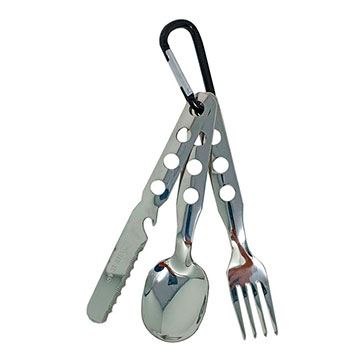  Laken Cubierto Inox 3Pcs + Mosquetón