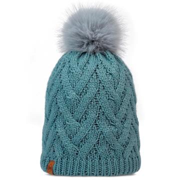  BUFF KNITTED & FLEECE BAND HAT Caryn Blue Gra