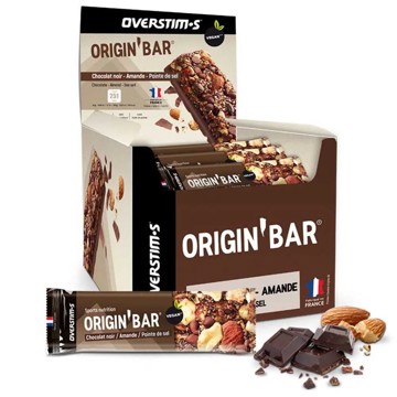 Riegel OVERSTIMS Origin Bar Choco negro y Almendras 25 ud