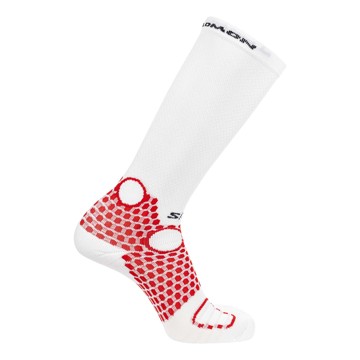Meias Salomon S/LAB ULTRA KNEE WHITE/Fiery Red