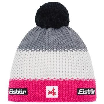 Bonnet EISBAR Star Pompon SA pinkmeliert-white-gra