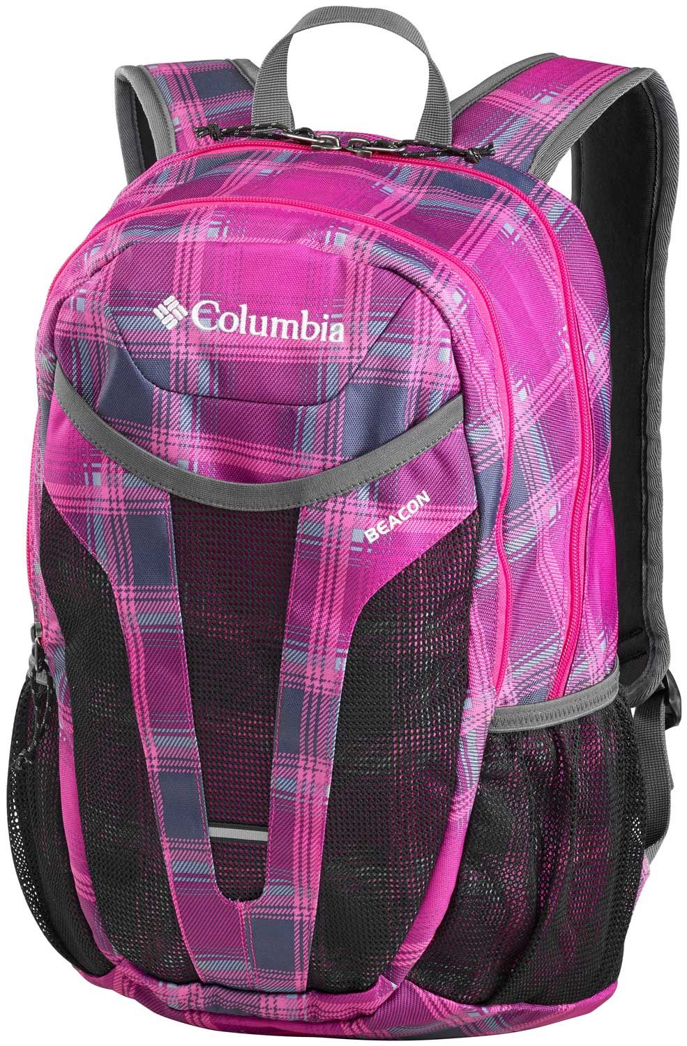 Columbia Beacon Daypack Punch Pink Plaid Print Barrabes