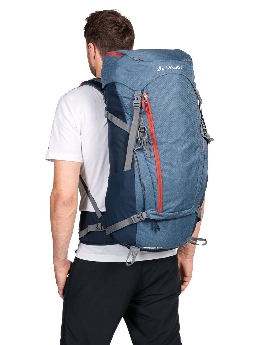 VAUDE Asymmetric 42+8 Rucksack – Trekkingrucksack, 42 Liter, Nachhaltig, Rückenschonend