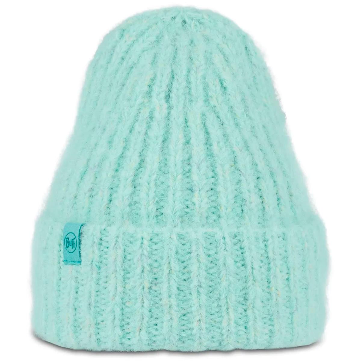 Buff Vaed Knitted and Fleece Bobble Hat in Dusty Blue